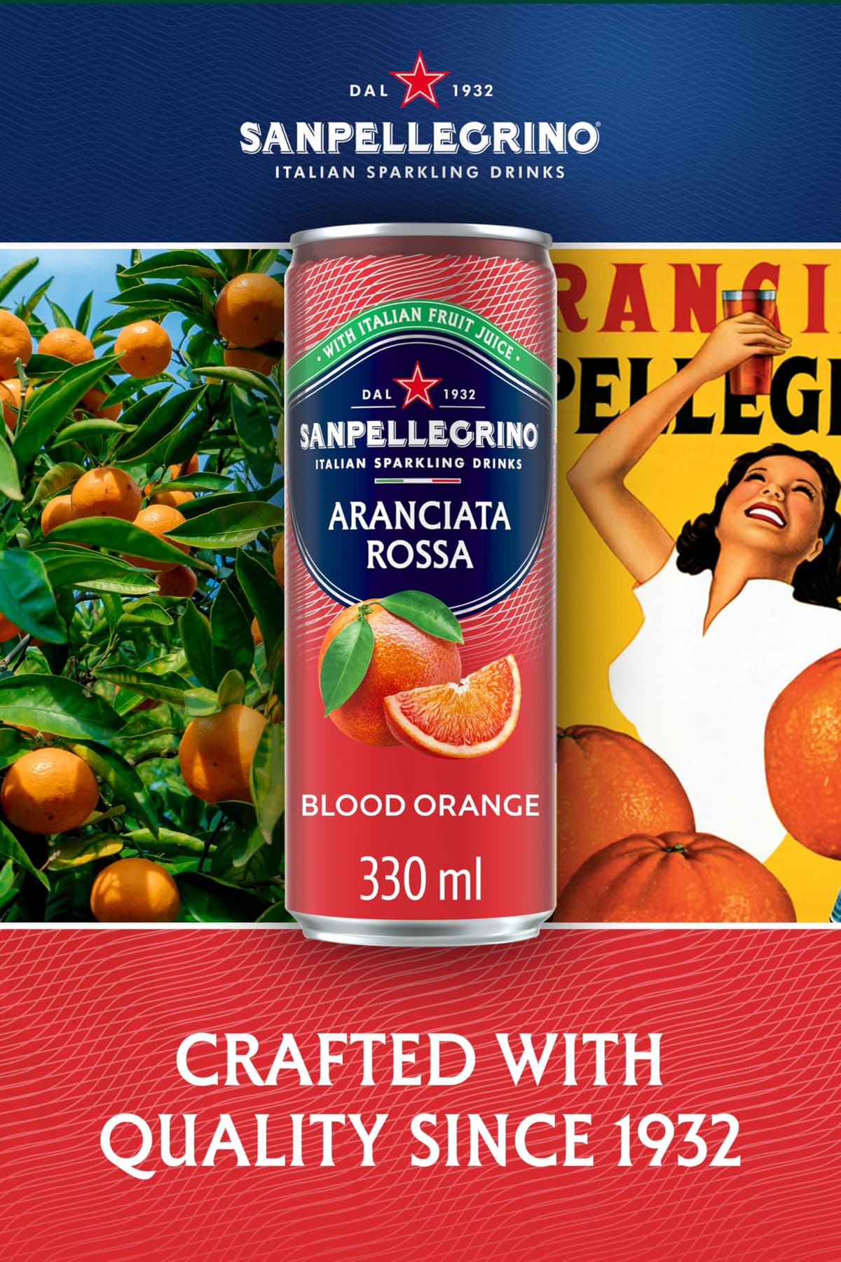 San Pellegrino Italian Sparkling Drinks Tastefully Light Sparkling Blood Orange Canned Soft Drink 12 x 330ml | 69 kCals per Can — view 5