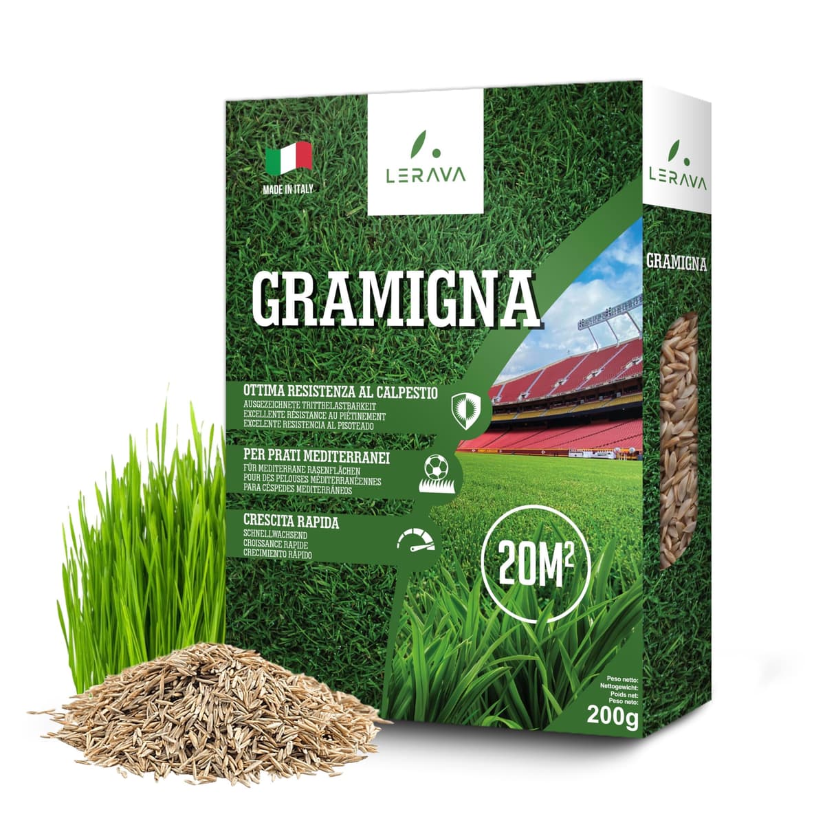 LERAVA Semillas césped grama gruesa (200 g) - Para 20 m² - Césped pisable y resistente a la sequía - Ideal para zonas mediterráneas y cálidas - Consume hasta un 20% menos de agua — view 9