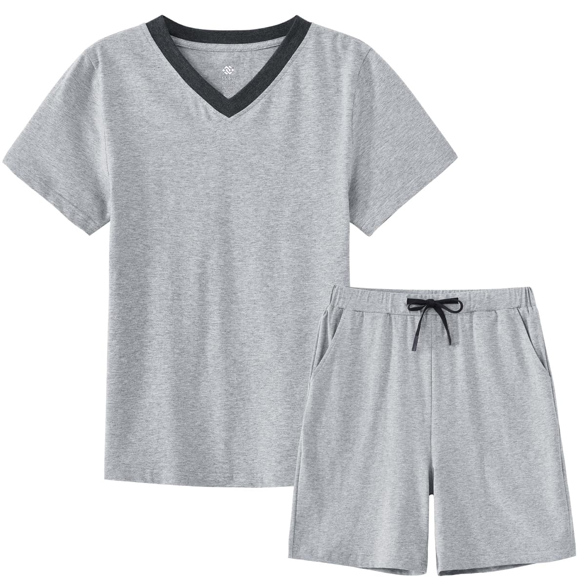 MoFiz - Pijama de niño de algodón con conjuntos de pijama corto, ropa de dormir con cuello en V, manga corta, pijama y pantalones cortos, 128 cm a 176 cm — view 10