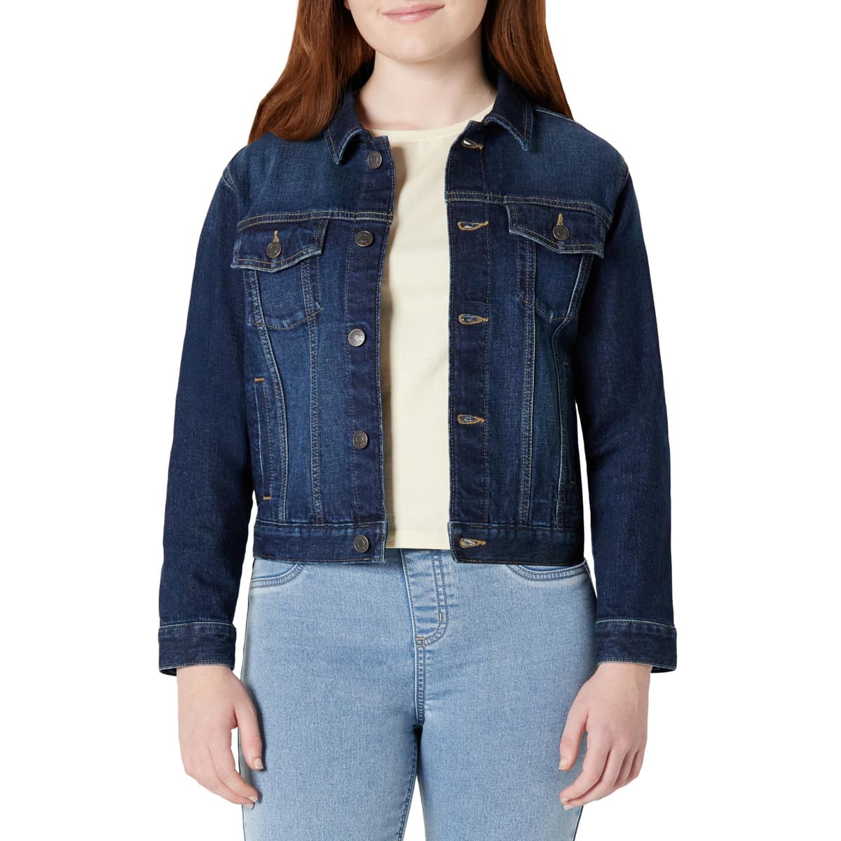 Amazon Essentials Unisex Kids' Medium Stretch Regular-Fit Denim Trucker Jacket for Boys and Girls — view 7