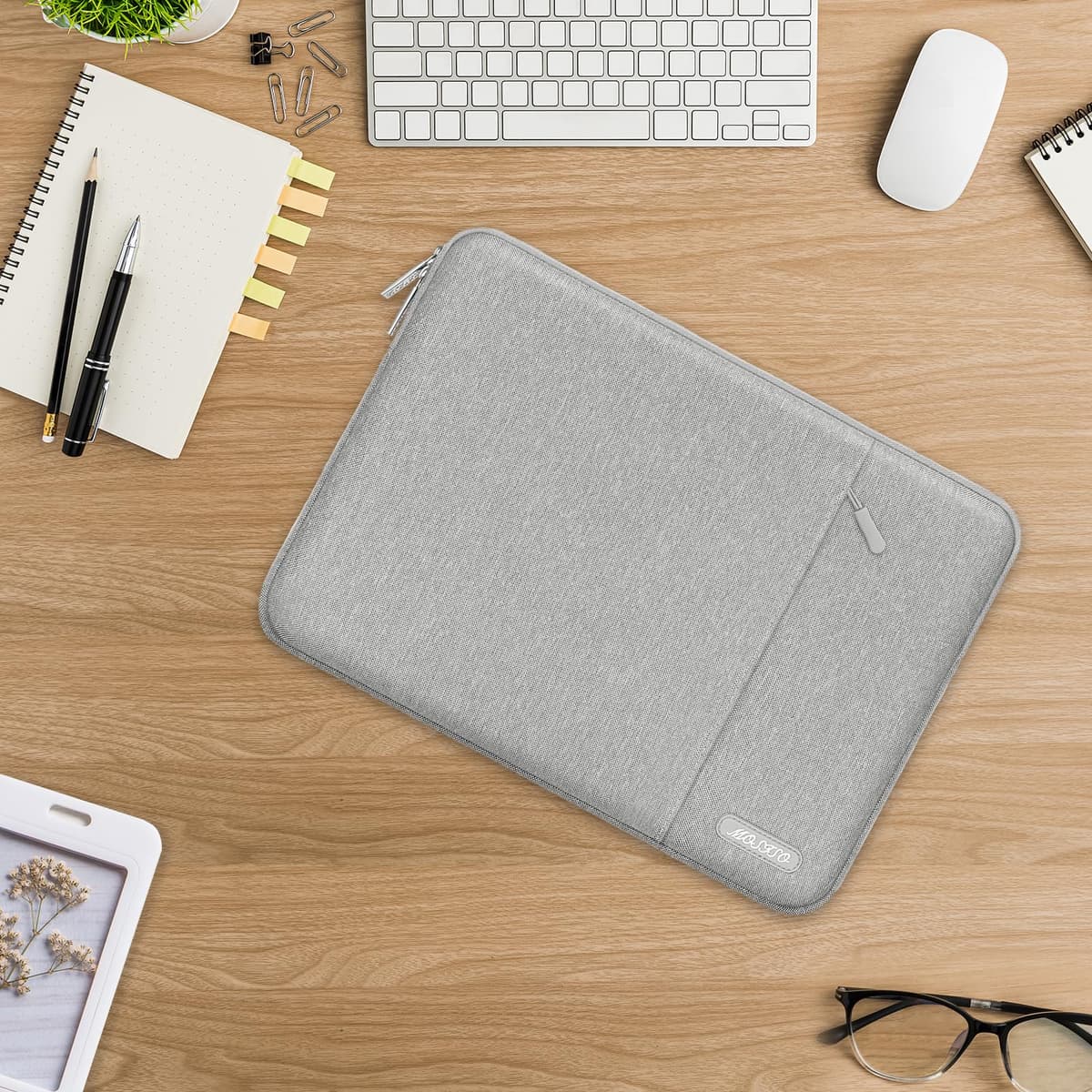 MOSISO Laptop Case 13.3 inch, 13-13.3 inch Laptop Sleeve Compatible with MacBook Air/Pro 13/Pro 14 M5 M4 M3 M2 M1, HP Dell ASUS Lenovo,Polyester Vertical Computer Sleeve Bag with Pocket, Gray — view 9