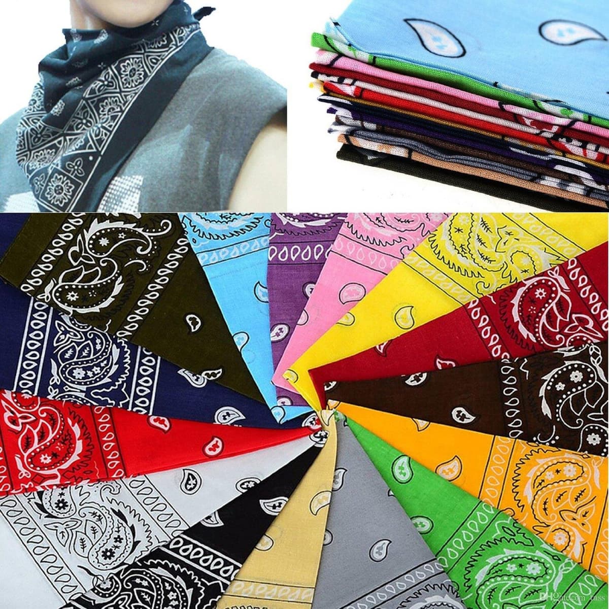 Boolavard 100% Cotton 1pcs, 6pcs or 12pcs Pack Bandanas with Original Paisley Pattern Colour of Choice Headwear/Hair — view 2
