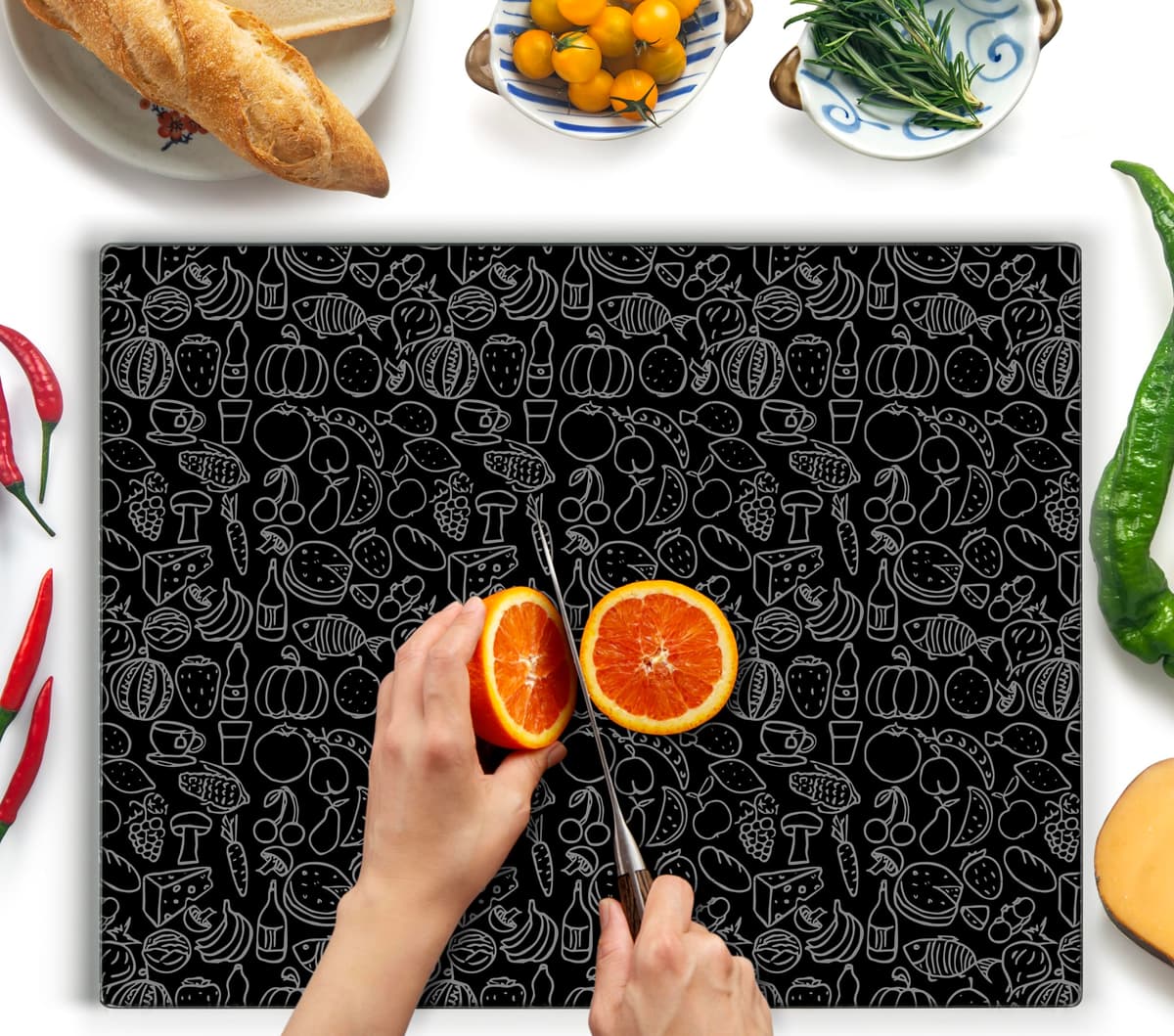 Tabla de Cortar de Vidrio 40 x 30 cm: Protector de Encimera de Vidrio para Cocina - Vidrio Templado Duradero e Higiénico, Resistente a Arañazos - TRANSPARENTE — view 26
