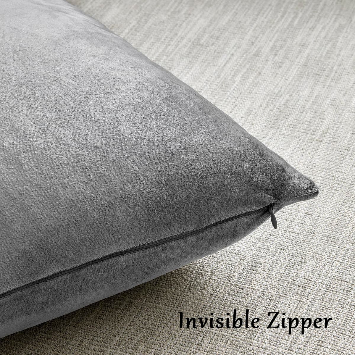 Gris Oscuro Terciopelo Almohada Cubre Caso Suave decoración Fundas de de cojín para sofá Dormitorio Coche Cama Casa Decor 30x50cm ，Pack de 2 — view 5