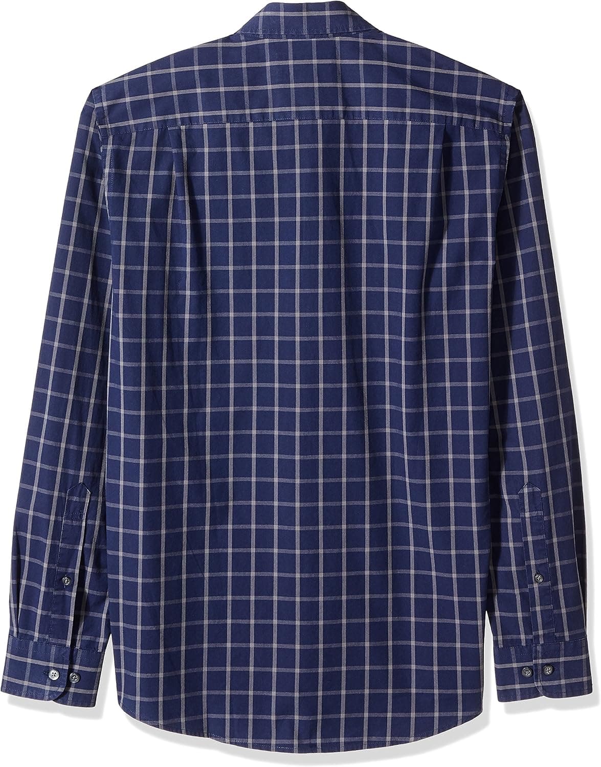 Amazon Essentials Men's Slim-Fit Long-Sleeve Poplin Shirt L Navy Windowpane