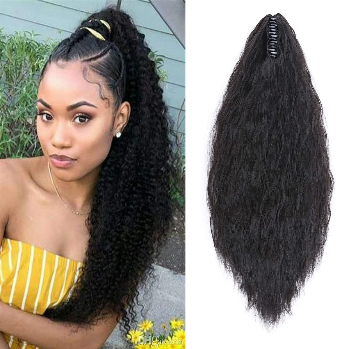17"(43cm) SEGO Ponytail Long Synthetic Hair Looks Natural [Red Brown/Orange] Clip in Hair Extensions Curly Tail Ponytail Extension (90g) — view 25