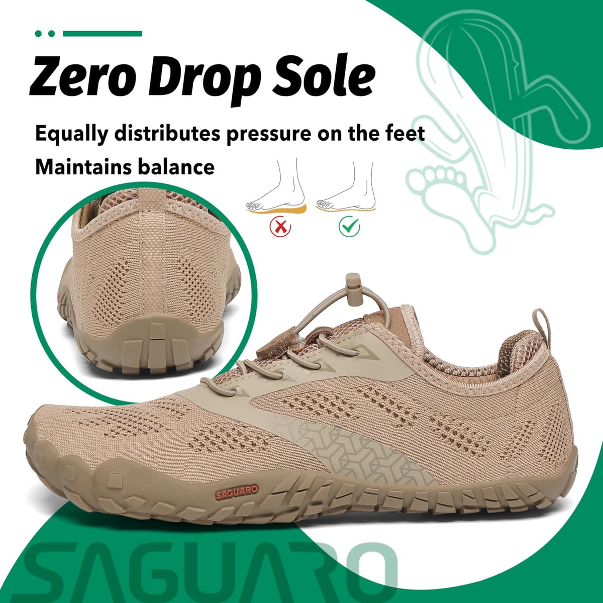 SAGUARO Versátil Minimalistas Zapatillas Ligeras Flexibles para Exterior Interior - Gym Asfalto Playa Montaña, Unisex-Adulto — view 6