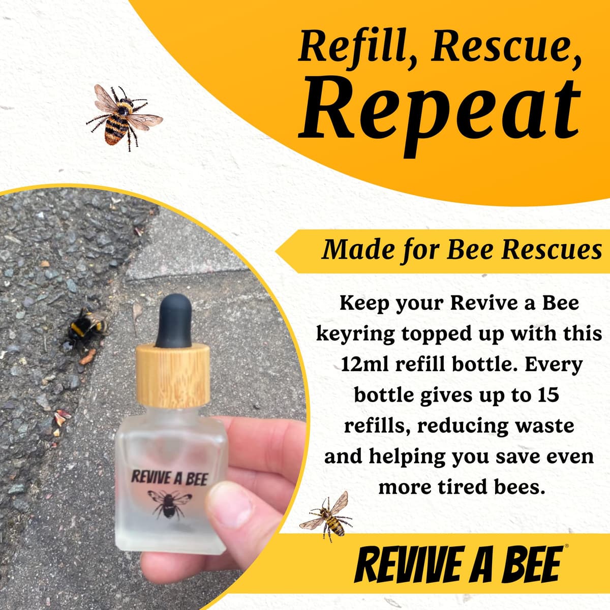 Bee Revival Kit for Saving Tired Bees – Bee Rescue Keyring Gift for Women – Eco-Friendly Plantable Seed Paper Packaging – Rose Gold, Green, Blue, Red, Black, Gold & Silver — view 7