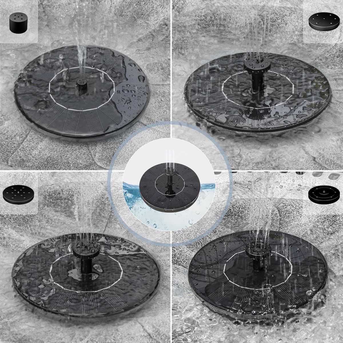 VIVOHOME Baño para Pájaros de Poliresina con Fuente Solar 2 en 1 Baño para Pájaros Antiguo para Jardín al Aire Libre Cuenco para Beber y Comer Pájaros Silvestres — view 4