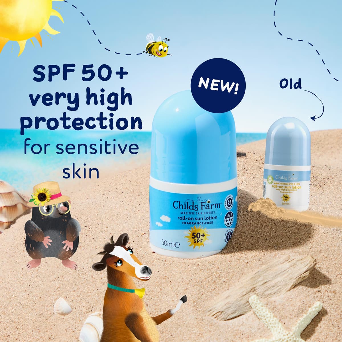 Childs Farm Kids & Baby Sun Lotion Roll-On SPF 50+ | UVA & UVB Very High Protection | Extra Water Resistant | Fragrance Free | Suitable for Dry, Sensitive Skin, 50ml — view 2