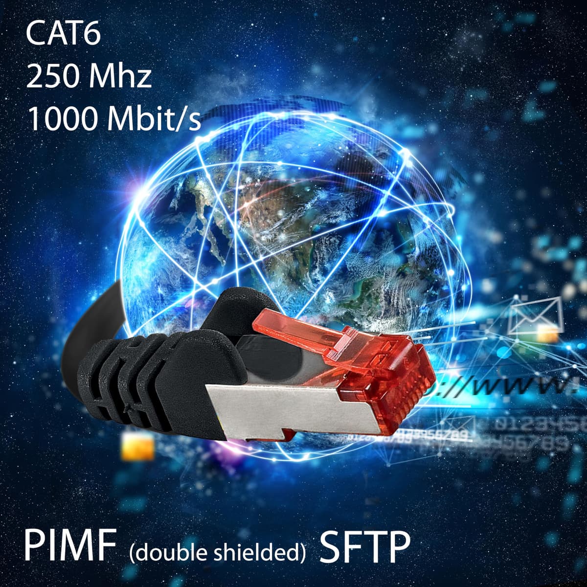 1aTTack.de - 1x 10m CAT6 patch cable S/FTP PIMF shielding CAT.6 RJ45 network cable Ethernet cable DSL LAN router switch modem patch panel - blue - 1 piece — view 3