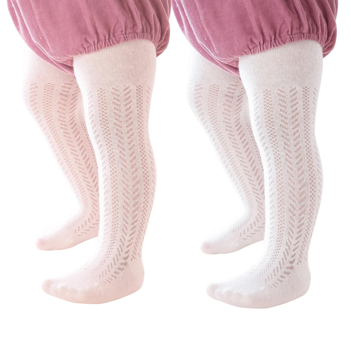 Miipat 2 Pares Medias para Niña, Bebé Medias Pantimedias Caladas Suaves y Elásticas, para Niña Pequeña Colegio, Fiesta, Baile y Ocasiones