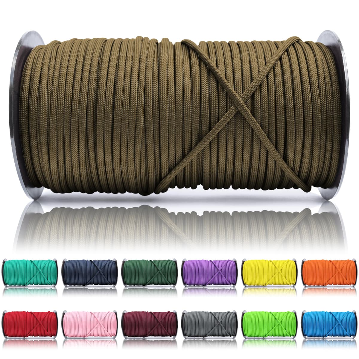 Ganzoo Paracord 550, Cuerda de 4 mm, 30 Metros, Poliéster, Tipo 3-7 Hilos Interiores, Correa de Perro Collar Pulsera, Camping Supervivencia y Cuerda Multiusos, Verde Oscuro — view 55