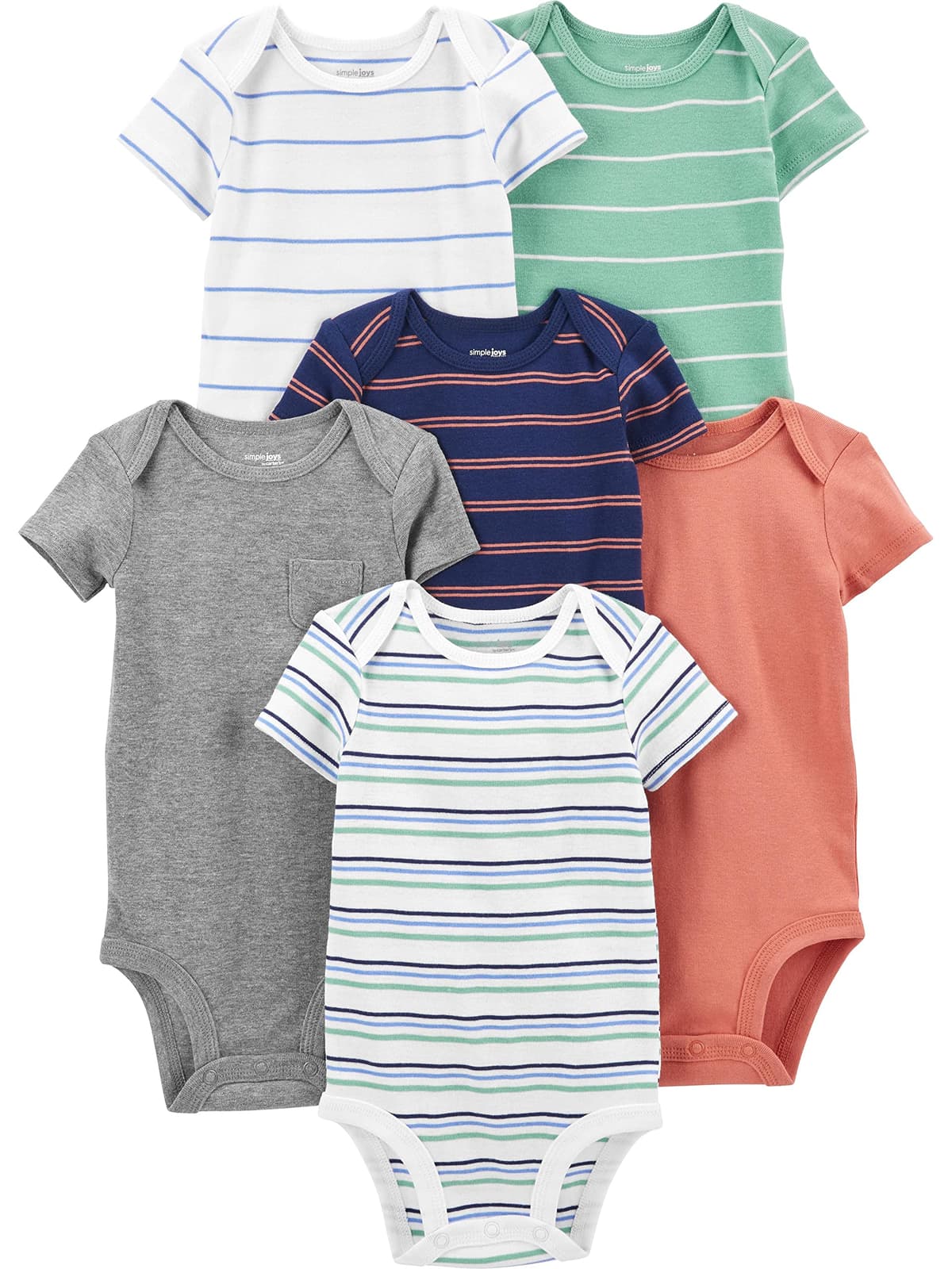 Simple Joys by Carter's Short Sleeve Bodysuit Body Bebé-Niños (Pack de 6) — view 7