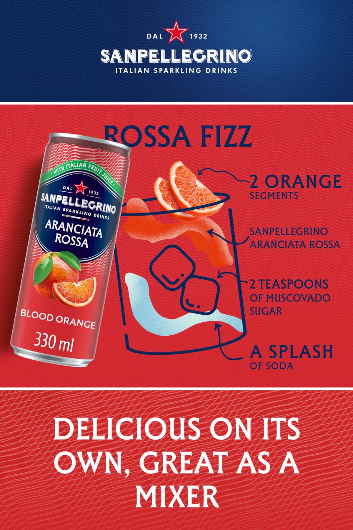 San Pellegrino Italian Sparkling Drinks Tastefully Light Sparkling Blood Orange Canned Soft Drink 12 x 330ml | 69 kCals per Can — view 4