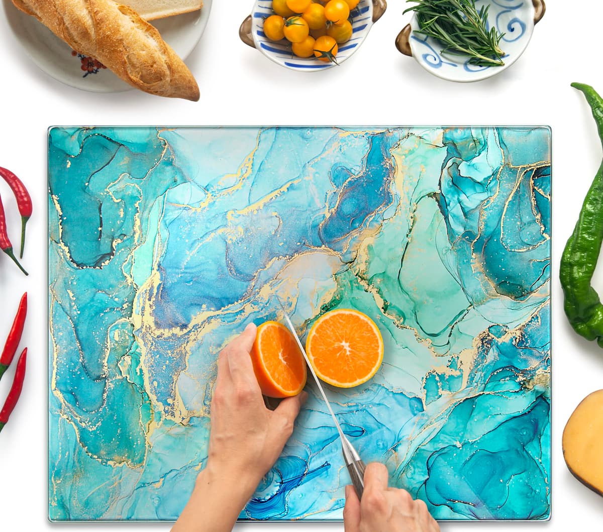 Tabla de Cortar de Vidrio 40 x 30 cm: Protector de Encimera de Vidrio para Cocina - Vidrio Templado Duradero e Higiénico, Resistente a Arañazos - TRANSPARENTE — view 10