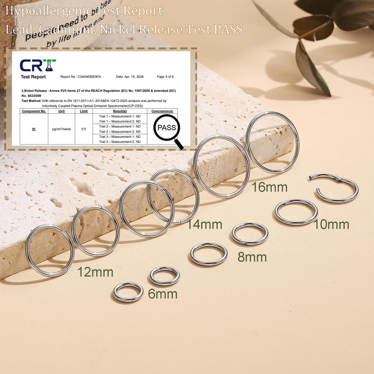 YADOCA 12 Pcs Acero Quirúrgico Piercings Nariz Septum Piercing 16G Segmento Anillo Cuerpo Piercing Nariz Aro Labio Anillos Cartílago Concha Helix Pendientes para Mujeres Hombres 6-16mm — view 5