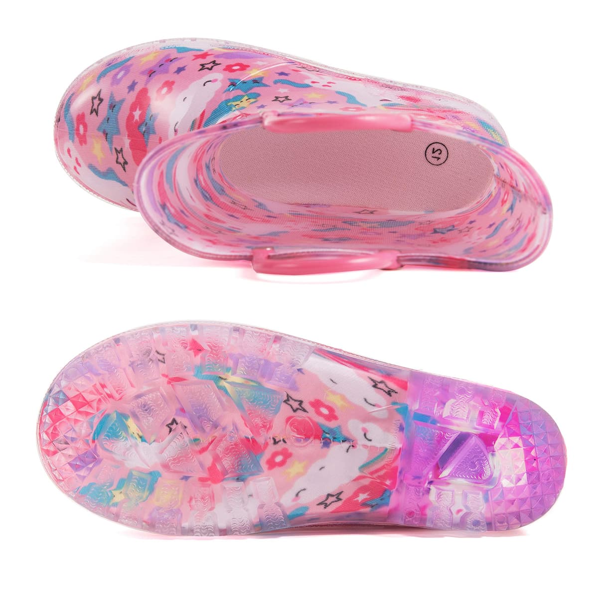 Hugrain Kids Adorable Light Up Wellies with Easy On Handles — view 5