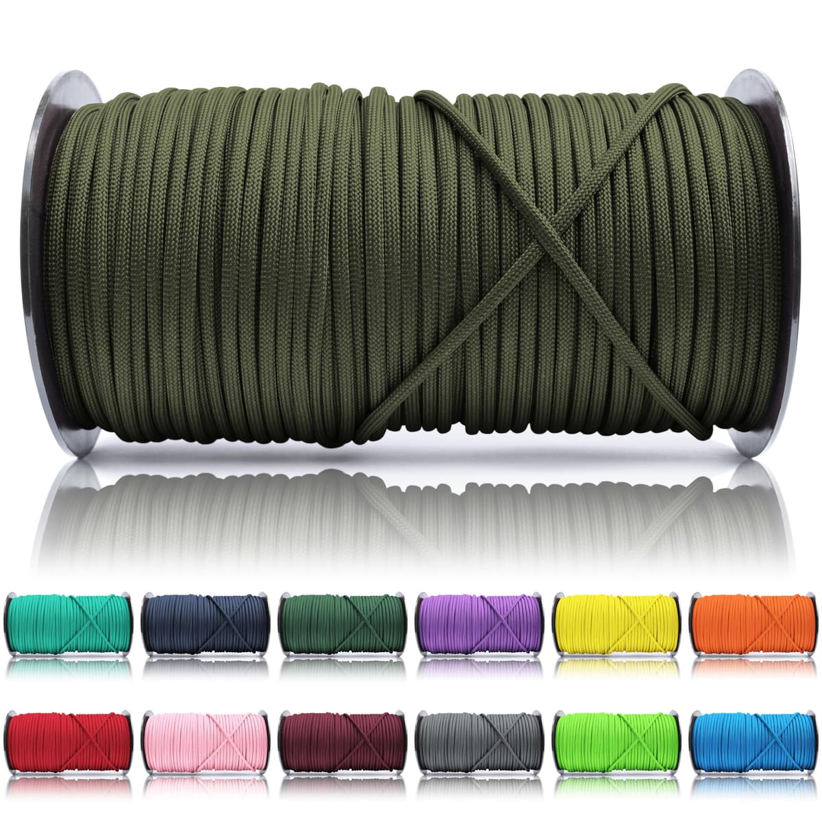 Ganzoo Paracord 550, Cuerda de 4 mm, 30 Metros, Poliéster, Tipo 3-7 Hilos Interiores, Correa de Perro Collar Pulsera, Camping Supervivencia y Cuerda Multiusos, Verde Oscuro — view 68