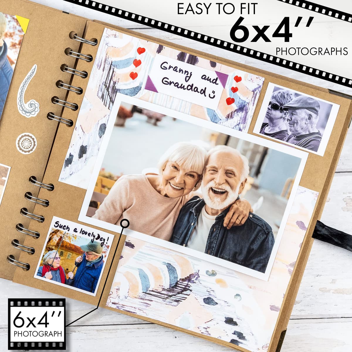 Bstorify Scrapbook Photo Albums 60 Pages (21 x 21 cm) Brown Thick Kraft Paper Scrap Book Ideal for Your Scrapbooking Albums Art & Craft Projects — view 4