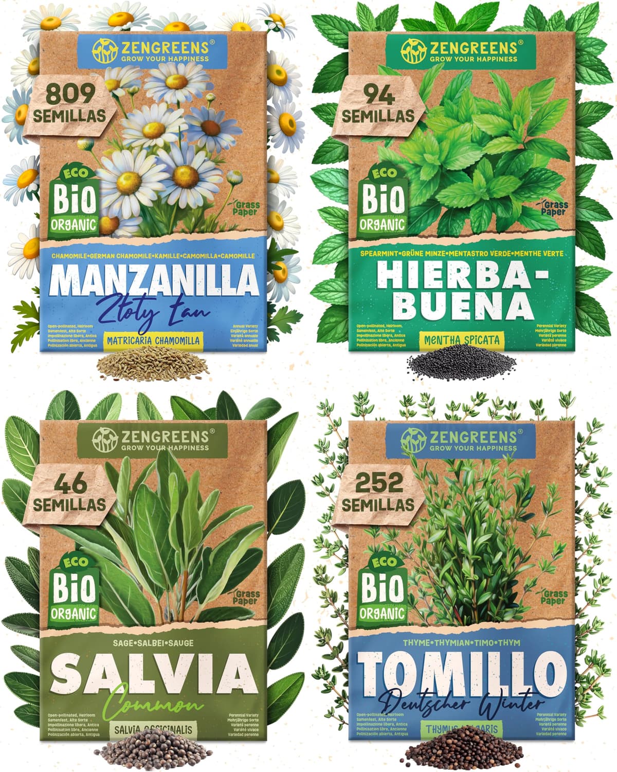 ZenGreens® - Set de semillas de hierbas medicinales y para infusiones eco - 10 variedades para cultivar fácilmente en el jardín, balcón o parterre elevado - Sementes verduras — view 12