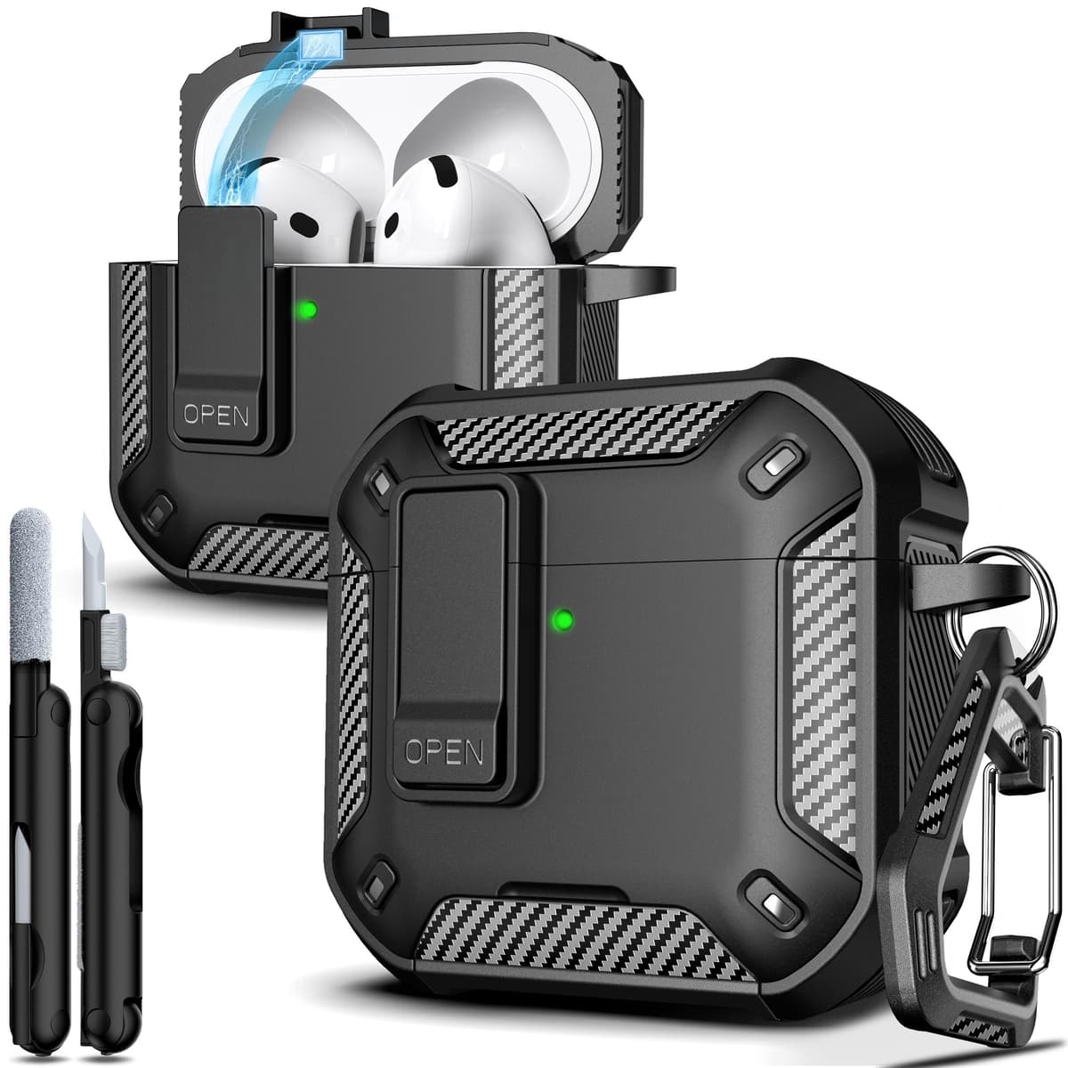 R-fun Compatible con AirPods Pro 2 Gen (Cubierta Auto emergente) con Kit de Limpieza, para Airpods Pro 2/1 Gen (2023/2022/2019), para Estuche Airpods Pro (USB-C/Lightning),Negro — view 47