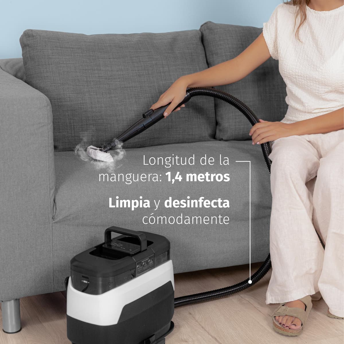 Di4 Aspiroclean Vapore 1650 Limpiador a Vapor, Potencia 1650W, Función Agua Caliente y Vapor, Doble Depósito, Limpiador Vapor Sofá, Alfombras, Tapicerías y Coche, Accesorios Incluidos, Limpiacristales — view 4