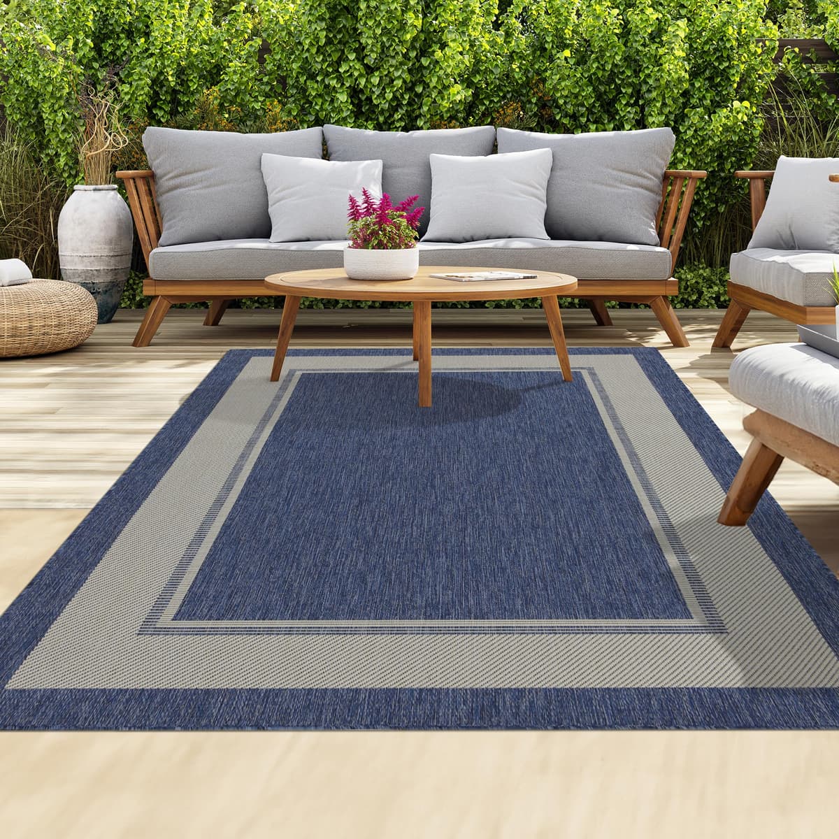 homeart Outdoor Rugs | Easy-Cleaning Indoor & Outdoor Area Rugs for Porch, Deck, Balcony, Garden, Picnic, Kitchen, Hallway | UV & Weather-Resistant Large Patio Rug Mats | Green Cream, 80 x 150 cm — view 37
