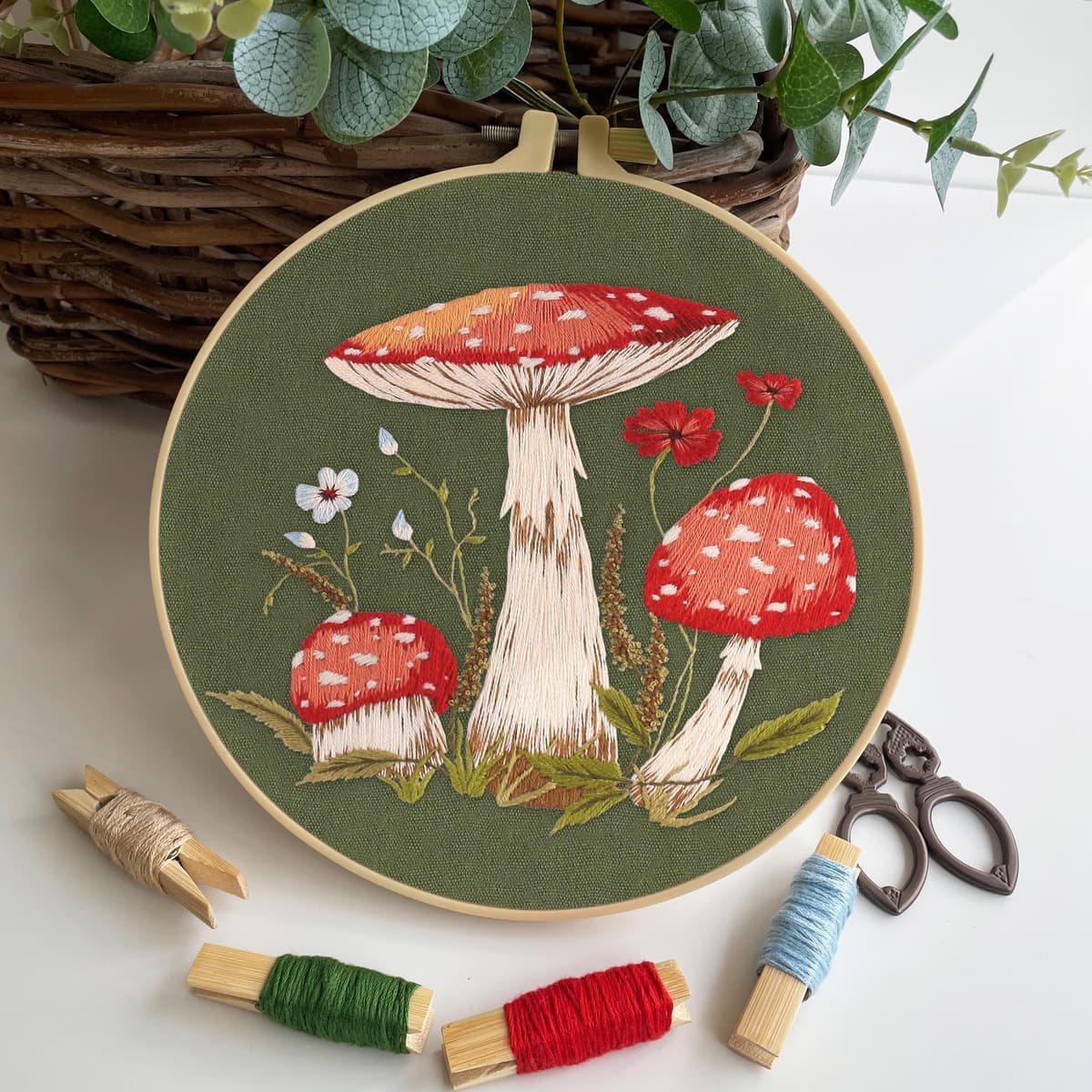 Myfelicity 3 Sets Mushroom Embroidery kit, Adult Beginner DIY Needle kit,Art Craft Handy Sewing Set — view 4