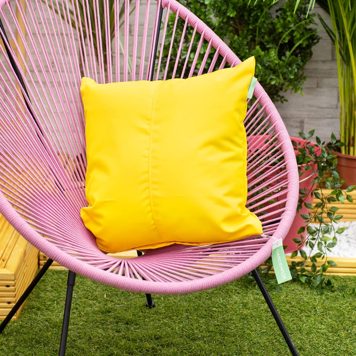 Gardenista Large Garden Scatter Cushion | Water Resistant Hollowfibre Filled Outdoor Seating Furniture Pillow | Great for Patio Rattan Chairs | Comfy & Lightweight (1, Yellow) — view 5