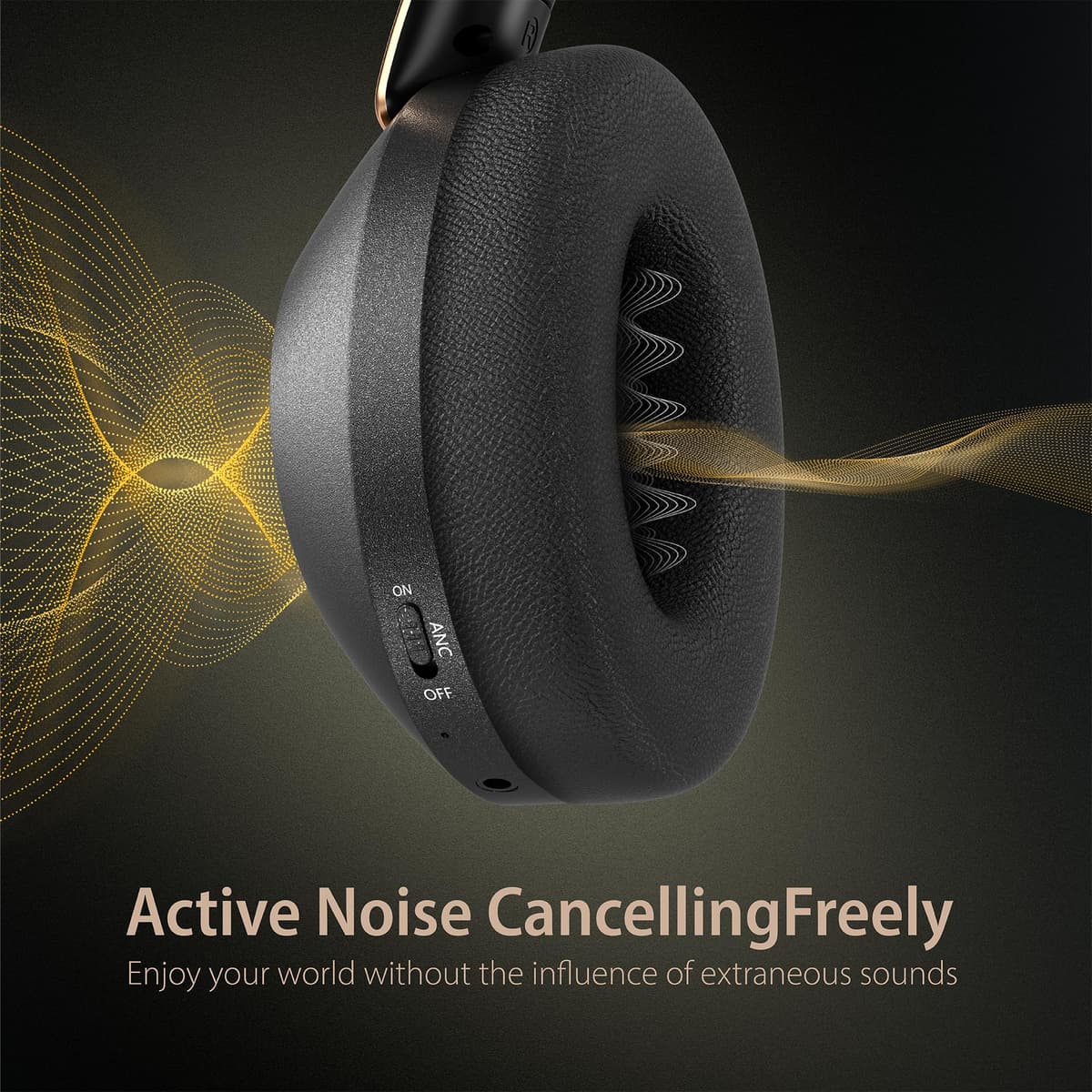 Rebocico Active Noise Cancelling Headphones, 100H Playtime Headphones Wireless Bluetooth, with Microphone, Over- Ear Deep Bass,Fast Charging for Travel,Office,Home — view 2