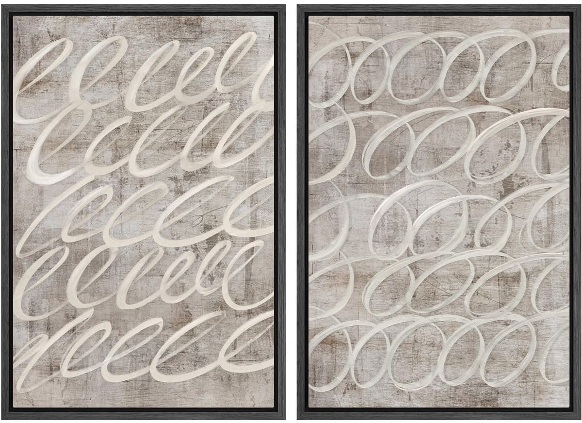 MUDECOR Framed Canvas Print Wall Art Monochromatic Gradient Abstract Minimalist Gray Illustrations Modern Art Decorative Bohemian Colorful Chic for Living Room, Bedroom, Office - 16"x24"x2 Black — view 15