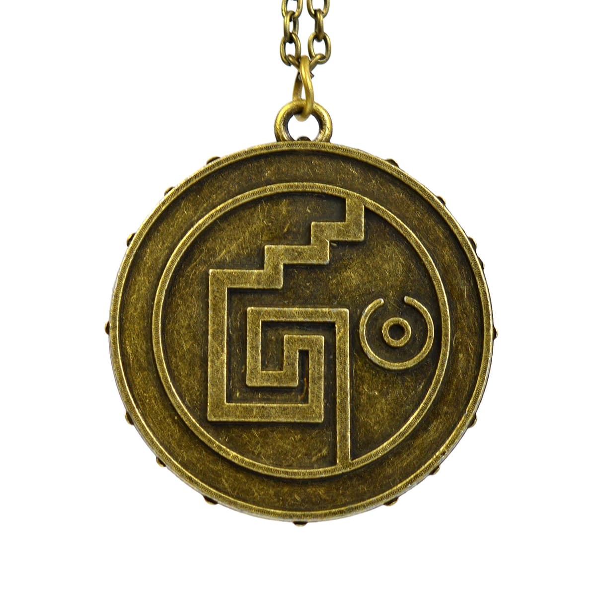 Pirates of the Caribbean Aztec Coin Medallion Skull Charm Necklace — view 4