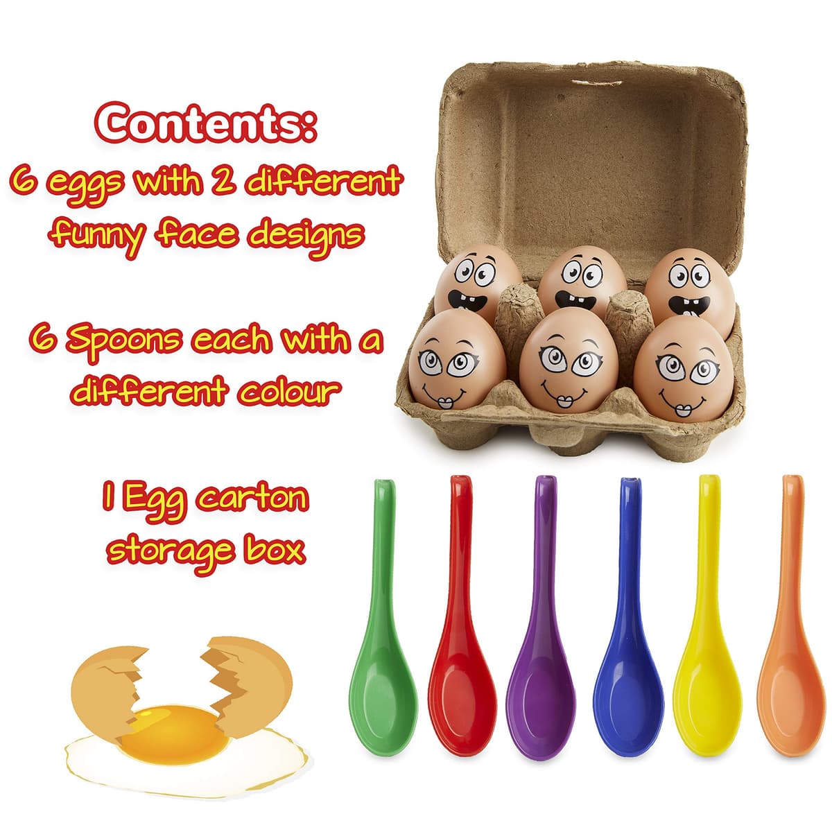 KreativeKraft Egg and Spoon Race Kit, Garden Outdoor Toys Family Party Games Set Includes 6 Easter Eggs & 6 Plastic Spoons Kids and Adults — view 5
