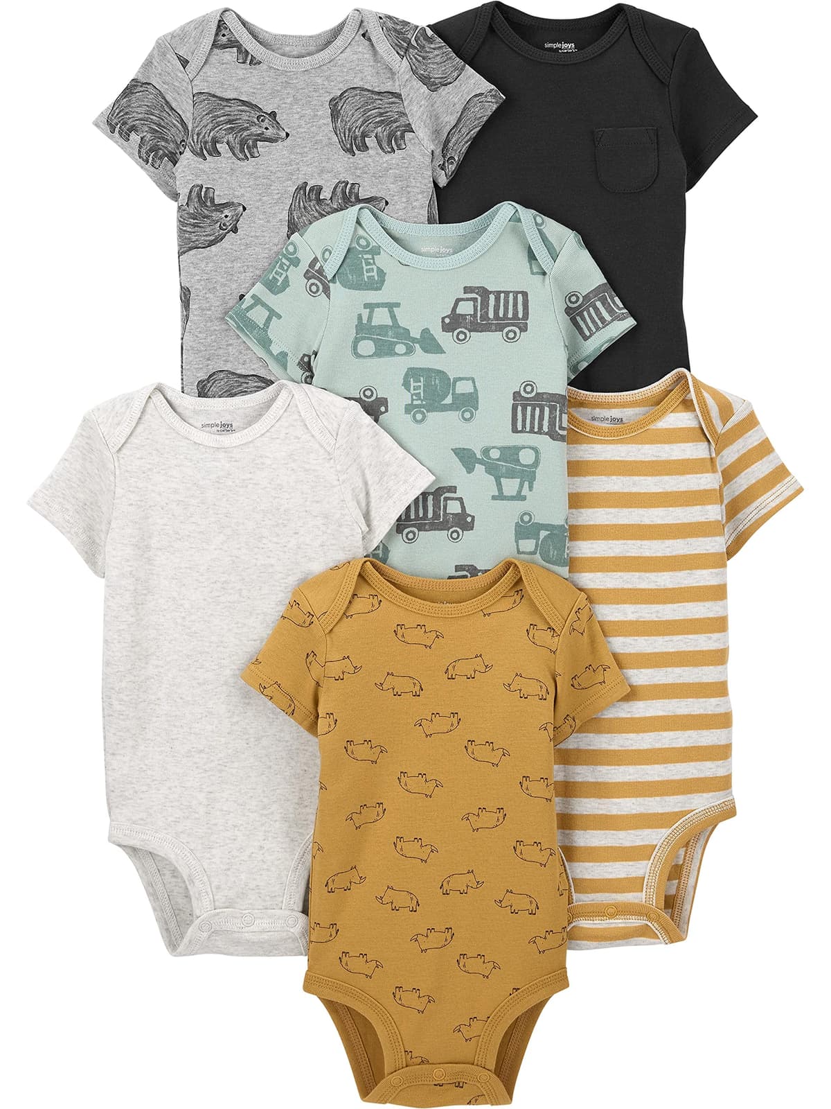 Simple Joys by Carter's Short Sleeve Bodysuit Body Bebé-Niños (Pack de 6) — view 11
