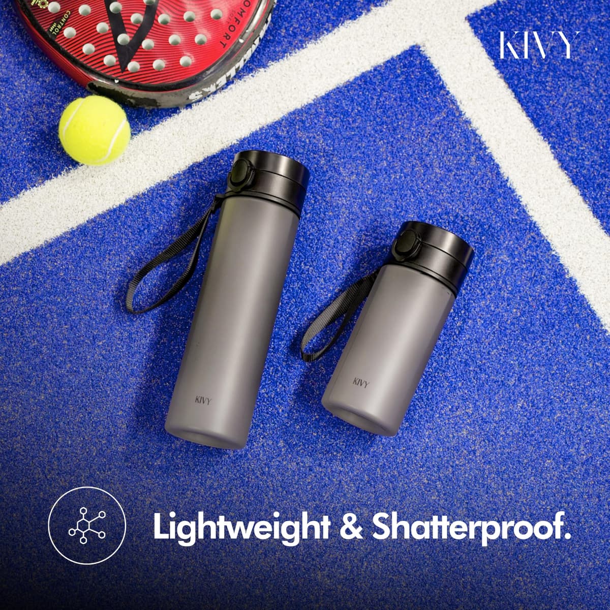 KIVY Botella de Agua Tritan 650ml [CON TAPA ABATIBLE] - Water Bottle para Niños & Adultos - Sin BPA - Garrafa Apto Lavavajillas - Cantimplora para Gimnasio, Deportiva, Oficina y Escuela - Verde — view 2