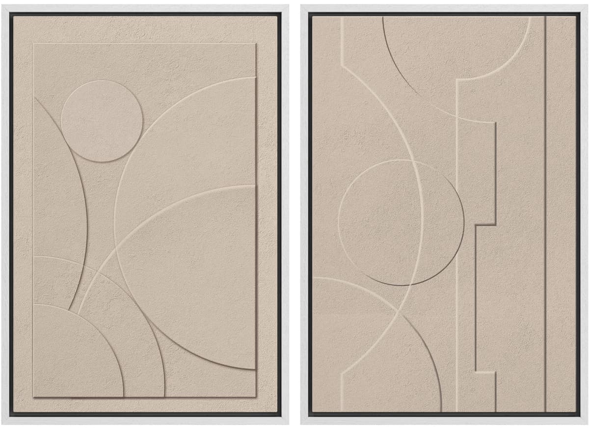 SIGNWIN Framed Canvas Print Wall Art Abstract Wave Pattern Modern Art Minimalist Neutral Decor for Living Room, Bedroom, Office - 16"x24"x2 Natural — view 63