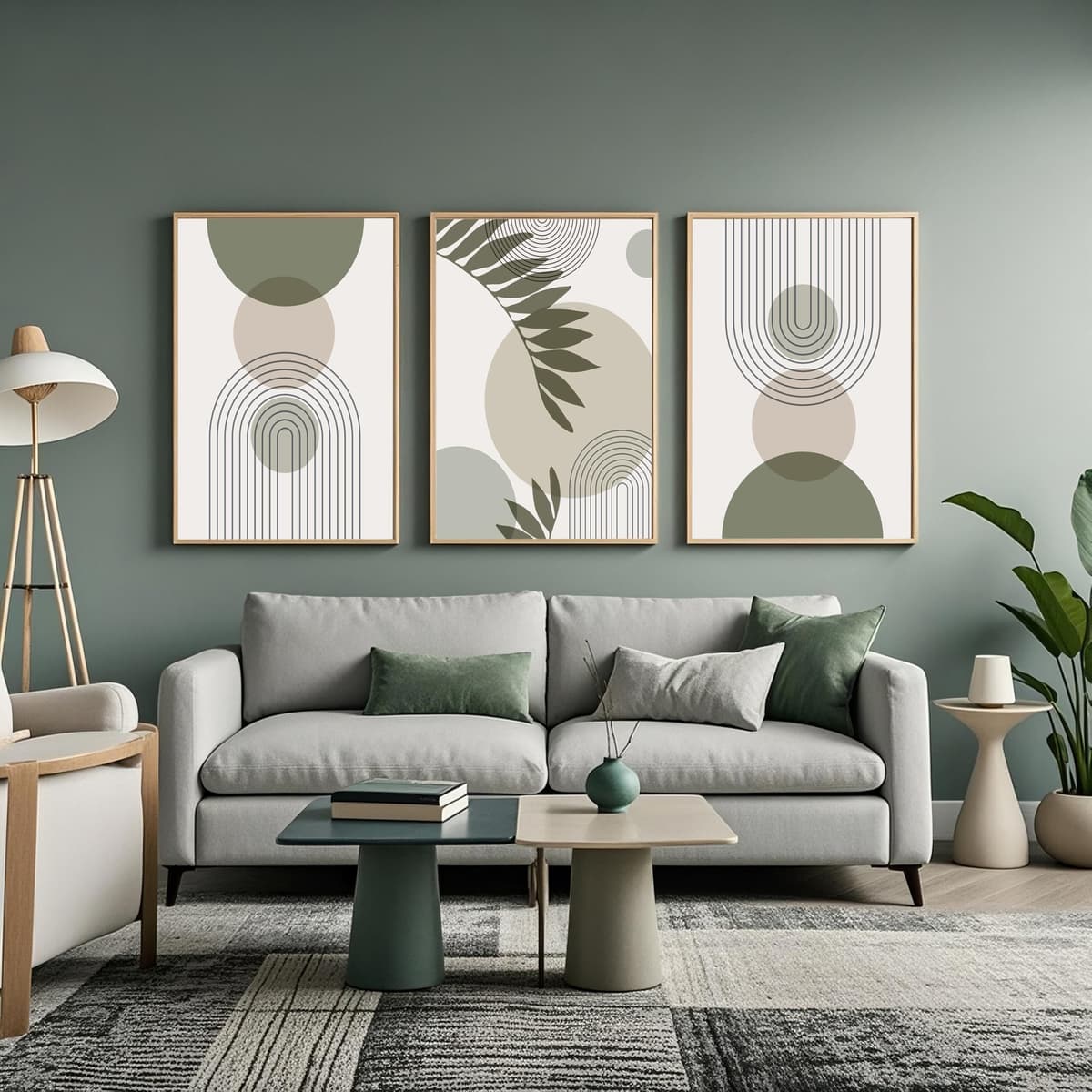 PWAAHDC Sage Green Prints Set of 3 - Boho Pictures for Living Room and Bedroom Decor, Modern Canvas Wall Art posters (Unframed A2) — view 4