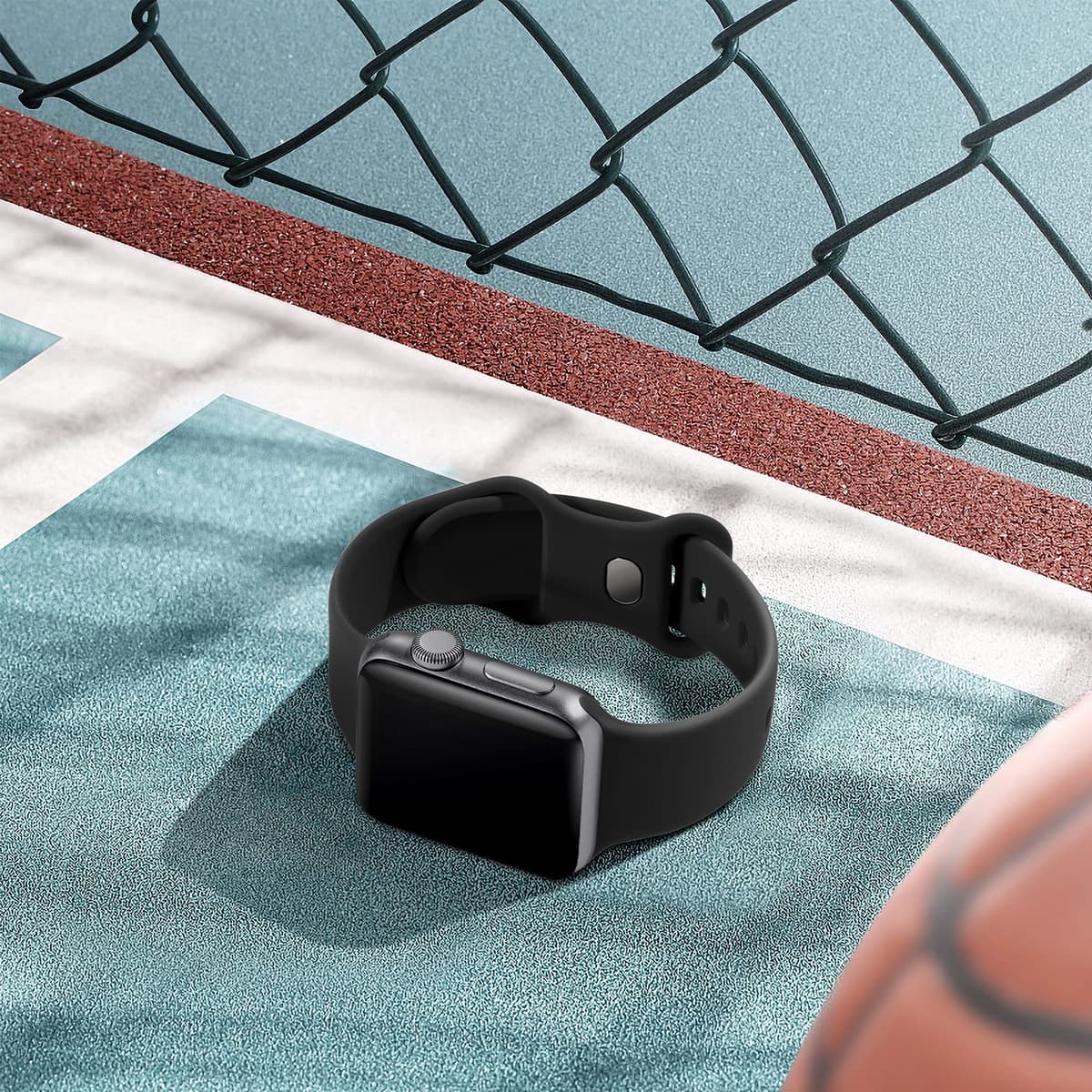 Epova Silicone Strap Compatible with Apple Watch Strap 40mm 38mm 41mm 42mm, Replacement Straps for iWatch SE 3 Series 11 10 9 8 7 6 5 4 3 2 1, Black, Small — view 3
