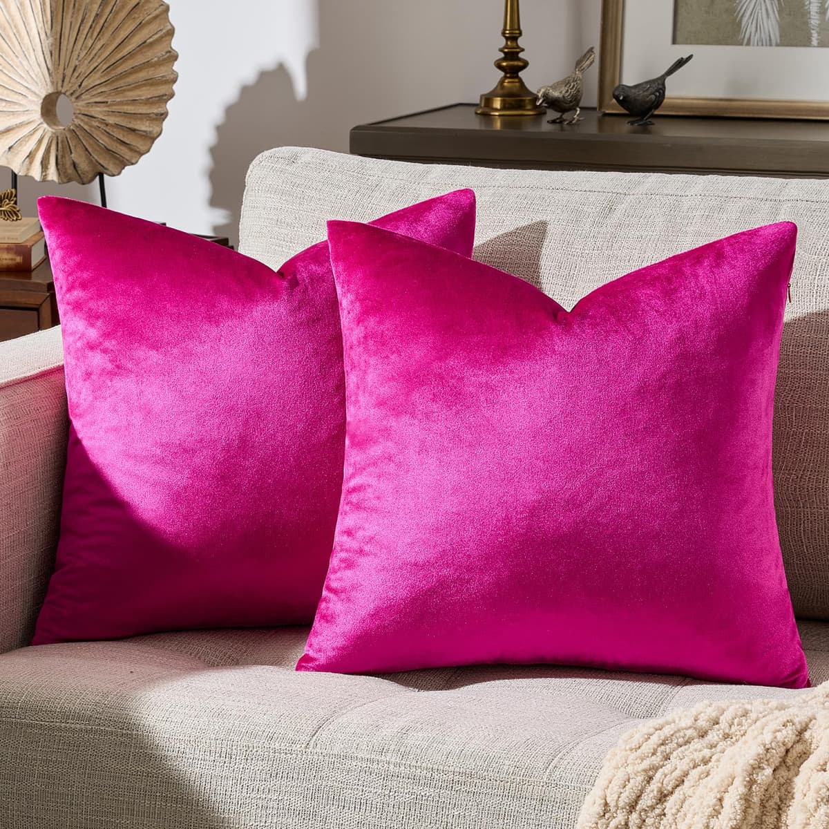 Gris Oscuro Terciopelo Almohada Cubre Caso Suave decoración Fundas de de cojín para sofá Dormitorio Coche Cama Casa Decor 30x50cm ，Pack de 2 — view 24