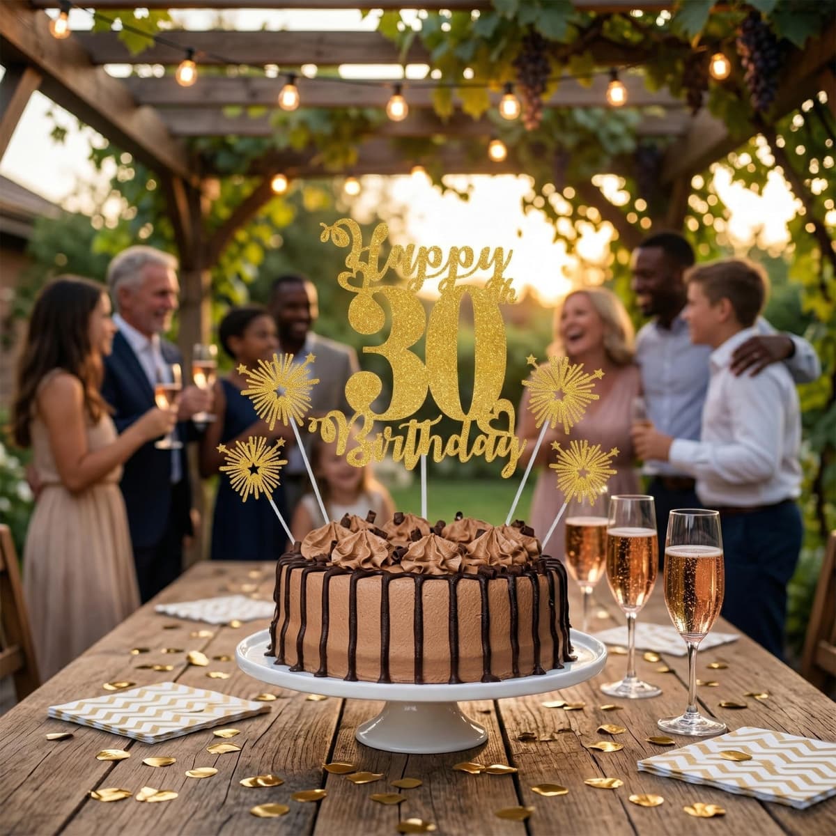 Gold Glitter 96th Birthday Cake Topper Set – 5 Piece Premium Glitter Birthday Decoration & Party Supplies for Men, Women & Kids – 96th Birthday — view 5