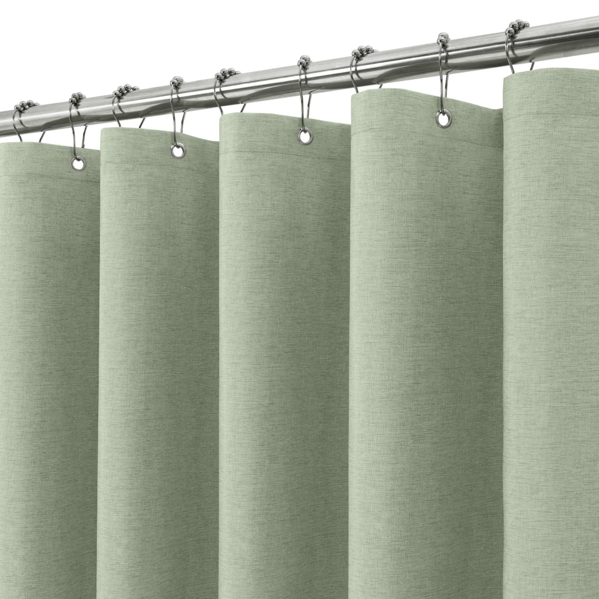 Cortina de Ducha para Baño Impermeable con Ganchos de Metal Cortina de Ducha de Tela Waffle Cortina de Baño Resistente y Antimoho para Bañera o Cabina - 152 x 182 cm (Blanco) — view 9