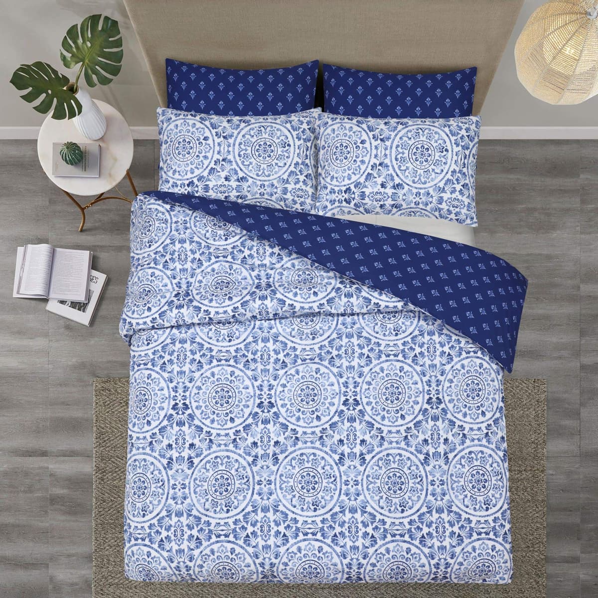 DTEX HOMES Double Duvet Set 100% Pure Cotton Reversible Printed Hotel Quality Duvet Cover Ultra Soft Easy Care double bedding Set Super Soft and Luxury Duvet Cover Sets (Balia Silver) — view 18