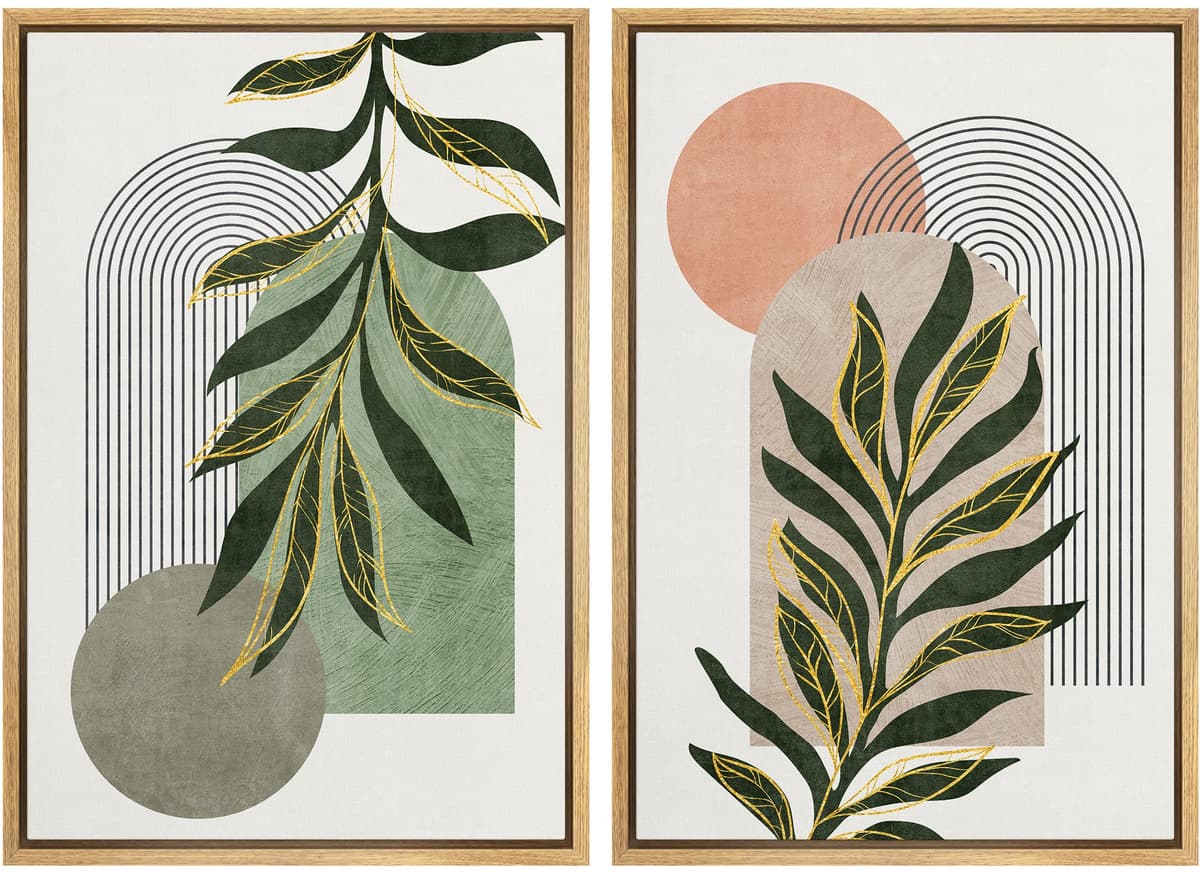SIGNFORD Framed Canvas Print Wall Art Set Soft Hydrangea Pair Light Blue Florals with Green Leaves Illustration Modern Art Decorative Nordic Nature for Living Room, Bedroom, Office - 24"x36"x2 White — view 56