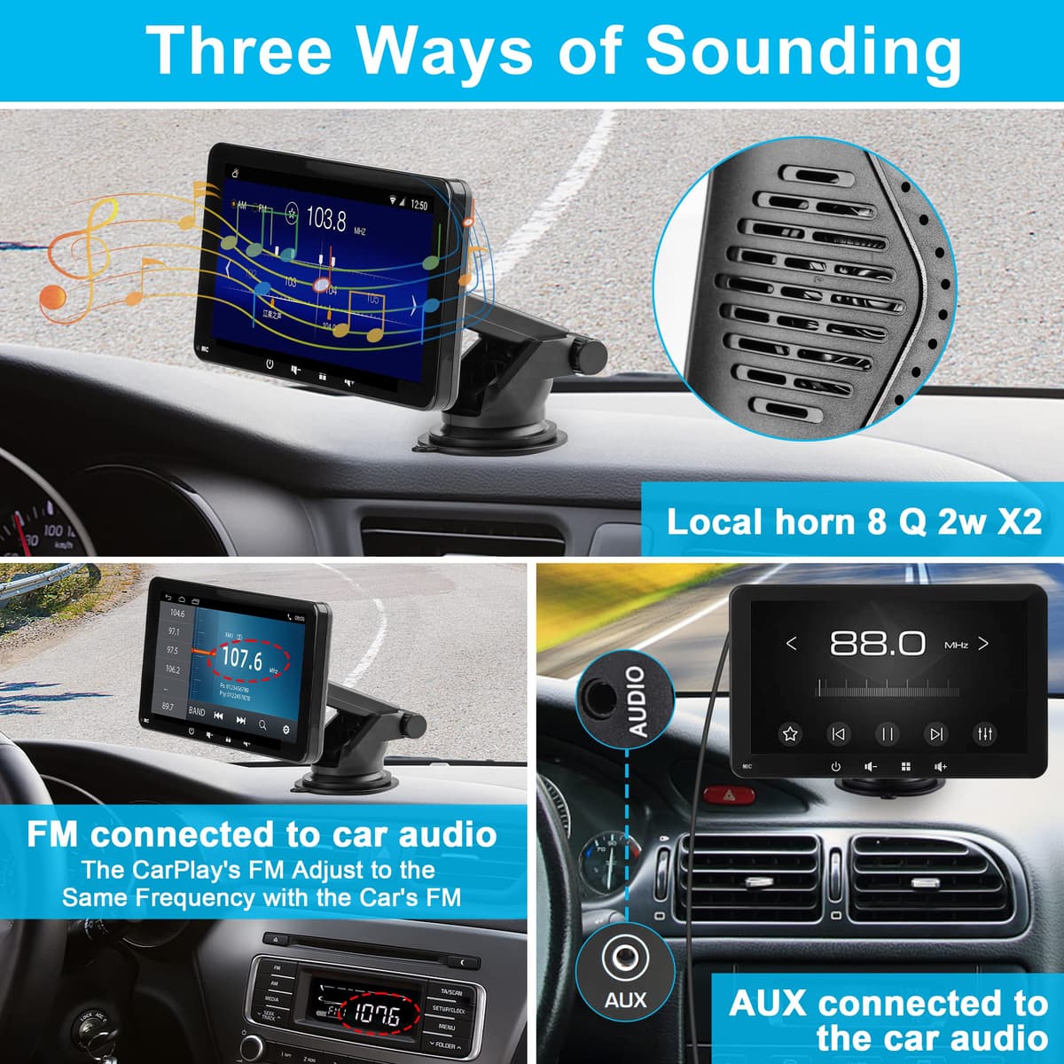 Portable Car Stereo,for Wireless Apple Carplay & Android Auto,7 Inch 1080P HD Touch Screen Radio with BT 5.0, Mirror Link Support Truck RV Dash Mount (7 inch) — view 5