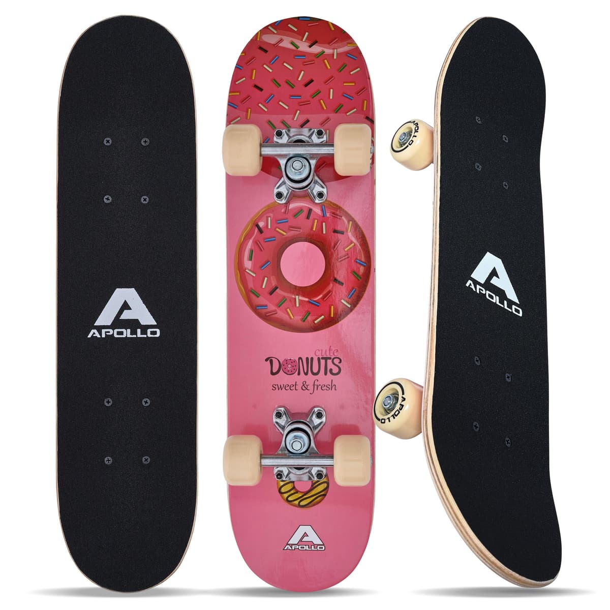Apollo Skateboard Niño, Monopatín Niño con Cojinetes ABEC 3 y Ejes de Aluminio, Skate Completo con Diseños Geniales, Monopatines para Niños a Partir de 3 Años