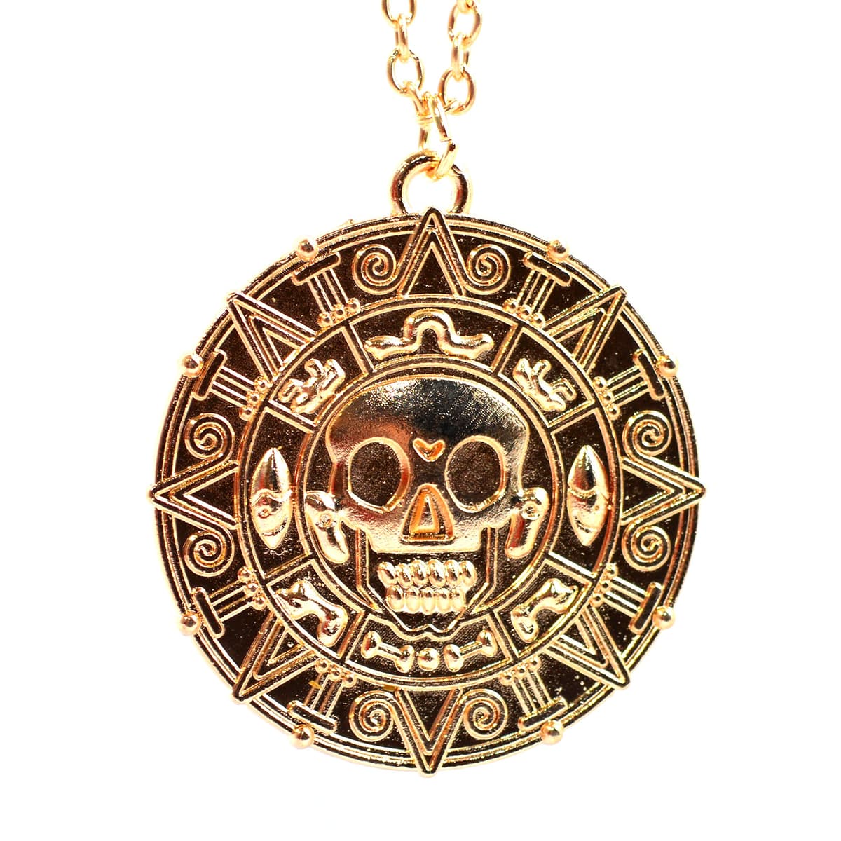 Pirates of the Caribbean Aztec Coin Medallion Skull Charm Necklace — view 8