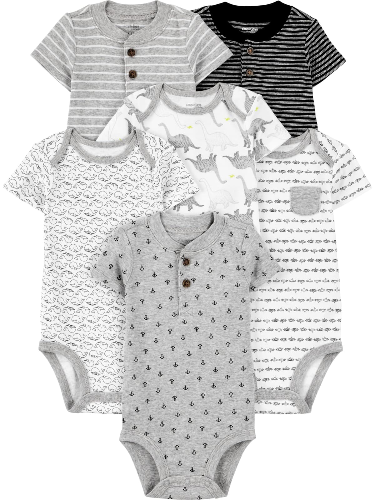 Simple Joys by Carter's Short Sleeve Bodysuit Body Bebé-Niños (Pack de 6) — view 16