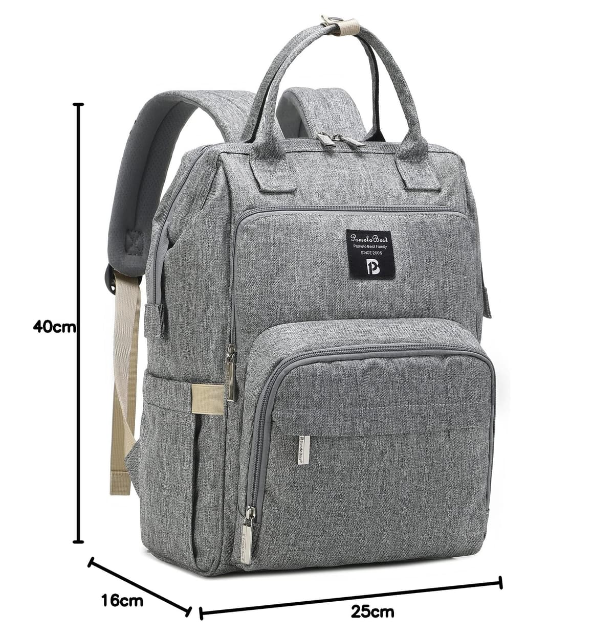 Pomelo Best Baby Changing Backpack Stylish Multifunctional Large Nappy Baby Bag with Changing Mat and Stroller Straps — view 7