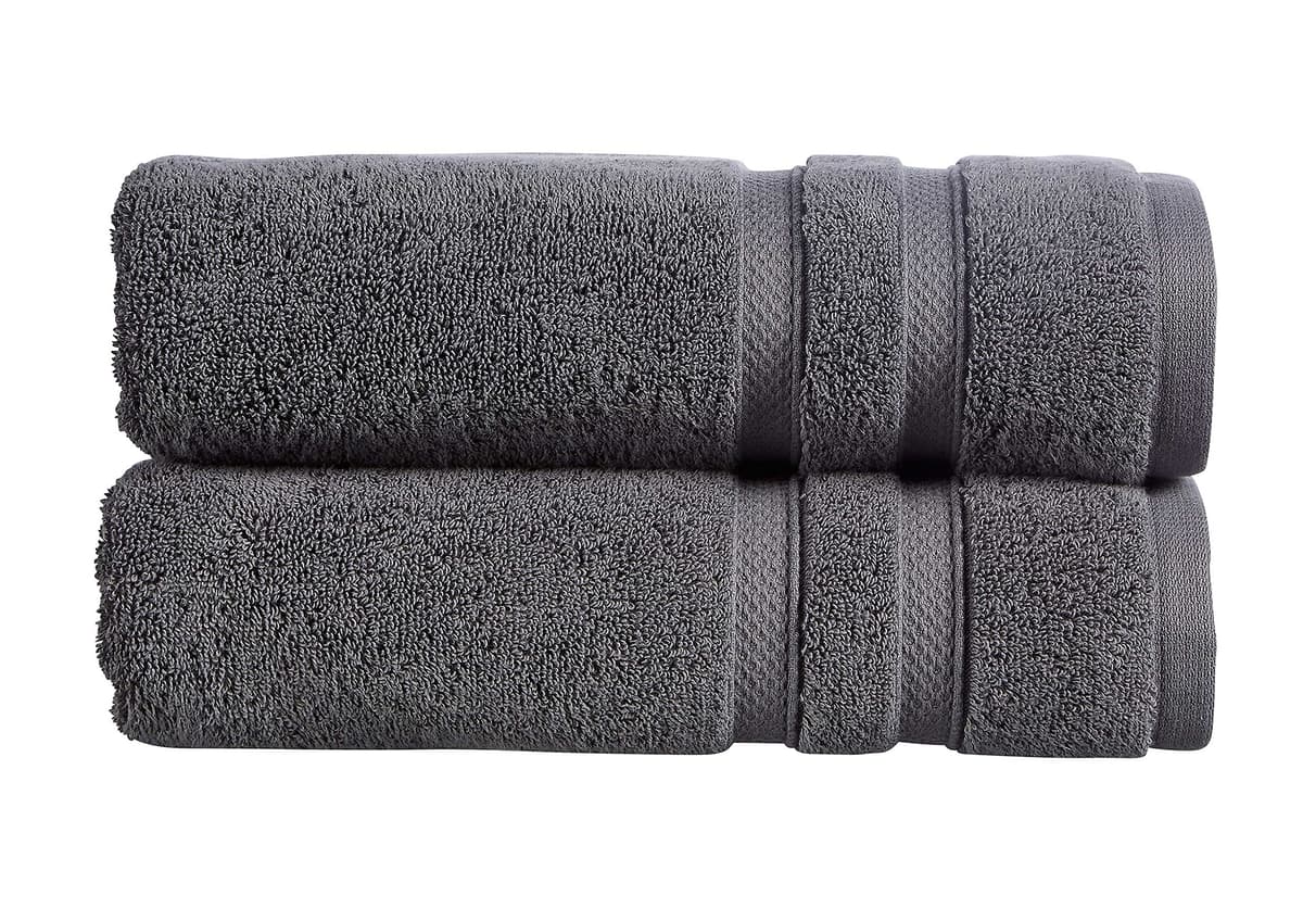 Christy Chroma Bath Sheets | Set of 2 | Highly Absorbent Heavyweight 675GSM | Bold and Bright | Soft Velvety Smooth Bathroom Shower Towels | 100% Cotton | Sustainably Made | Ash Grey